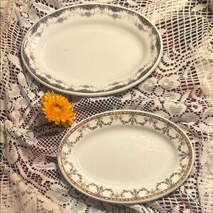 ❤️Set of 2 Antique John Maddock & Sons English Ironstone Hotel Platters ✨1906